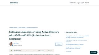 Setting up single sign-on using Active Directory with ADFS and SAML ...