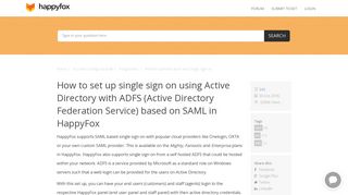 How to set up single sign on using Active Directory with ADFS (Active ...