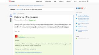 Enterprise ID login error | Adobe Community - Adobe Forums