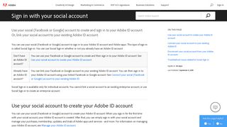 Sign in to your Adobe ID account with your Facebook or Google ...