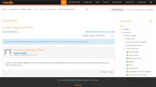 Moodle in English: student registration form - Moodle.org