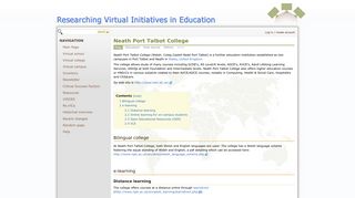 Neath Port Talbot College - Researching Virtual Initiatives in Education
