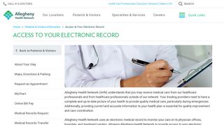 Access to Your Electronic Record | Allegheny Health Network