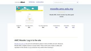 Moodle.amc.edu.my website. AMC Moodle: Log in to the site.