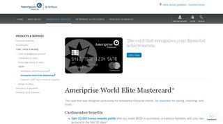 World Elite Mastercard from Ameriprise | Ameriprise Financial