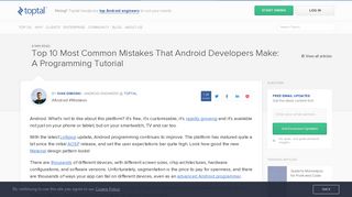 Top 10 Most Common Mistakes That Android Developers Make | Toptal