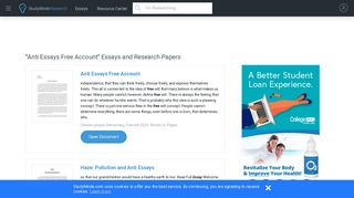 Anti Essays Free Account Free Essays - StudyMode