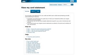 View my card statement | ANZ Internet Banking help