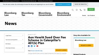 Aon Hewitt Sued Over Fee Scheme in Caterpillar's 401(k) Plan ...