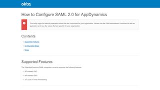 How to Configure SAML 2.0 for AppDynamics - Setup SSO - Okta