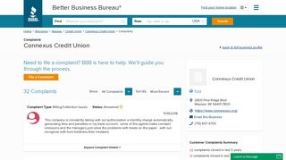 Connexus Credit Union | Complaints | Better Business Bureau® Profile