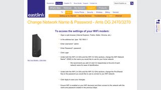 Change Network Name And Password - Arris DG2470/DG3270