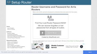 Router Username and Password for Arris Routers - SetupRouter