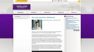 The myAU Course Menu (Blackboard) - Ashland University