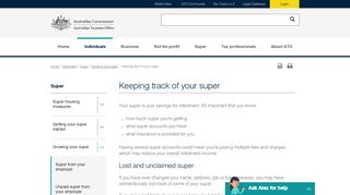 Keeping track of your super | Australian Taxation Office - ATO