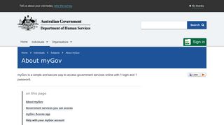 About myGov - Australian Government Department of Human Services