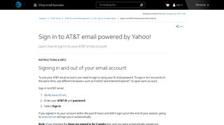 Sign in to AT&T Email Powered by Yahoo! - AT&T Email Support