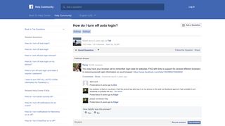 How do I turn off auto login? | Facebook Help Community | Facebook