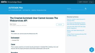 The Created Autotask User Cannot Access the Webservices API ...
