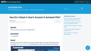 How Do I Unlock a User's Account in Autotask PSA? – Datto ...