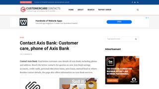Contact Axis Bank: Customer care, phone of Axis Bank