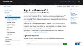 Sign in with Azure CLI | Microsoft Docs