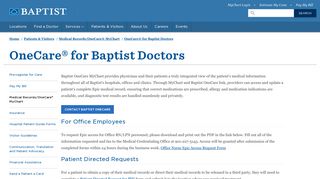 OneCare MyChart for Baptist Doctors - Baptist Memorial Health Care