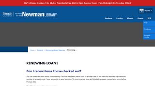 Renewing Loans - Newman Library | Baruch College