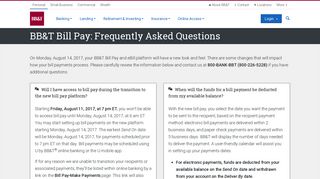 BB&T Bill Pay FAQ | Online Access | BB&T Bank