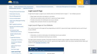 Login Launch Page - Province of British Columbia - Government of BC