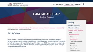 BCIS Online - E-databases AZ | Student Support | University of Central ...