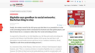 BigAdda says goodbye to social networks; Bachchan blog to stay