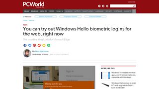You can try out Windows Hello biometric logins for the web, right now ...