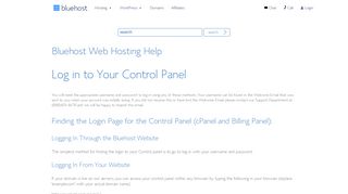 Log in to Your Control Panel - My Bluehost