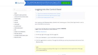 Logging into the Control Panel - Control Panel Login - BlueHost