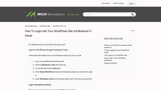 How to login into your WordPress site via Bluehost c-Panel – MOJO ...