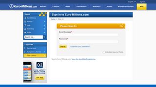 Sign In to Euro-Millions.com