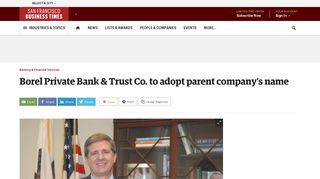 Borel Private Bank & Trust Co. to adopt parent company's name - San ...