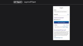 BT Sport 2 - Login Page