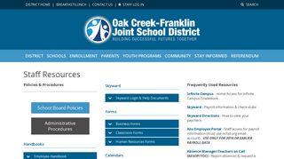 Staff Resources - Oak Creek - Franklin Joint School District