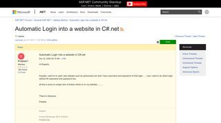 Automatic Login into a website in C#.net | The ASP.NET Forums