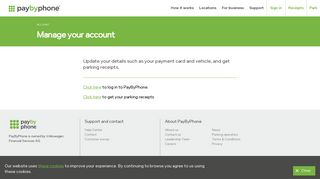 Mobile parking payment account login | PayByPhone