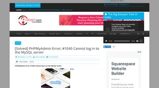 [Solved] PHPMyAdmin Error; #1045 Cannot log in to the MySQL server