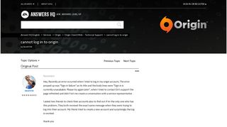 cannot log in to origin - Answer HQ