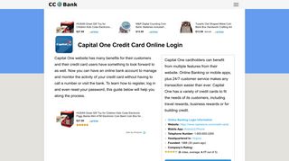 Capital One Credit Card Online Login - CC Bank