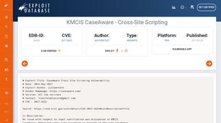 KMCIS CaseAware - Cross-Site Scripting - Exploit Database