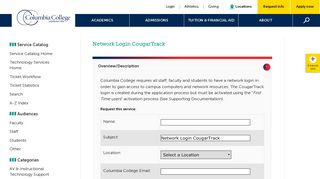 Network Login CougarTrack: Columbia College
