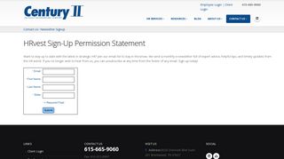 Newsletter Signup - Century II
