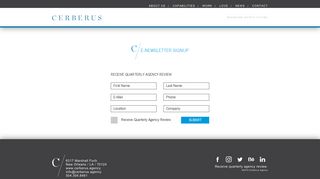 E-Newsletter Signup | Cerberus Agency
