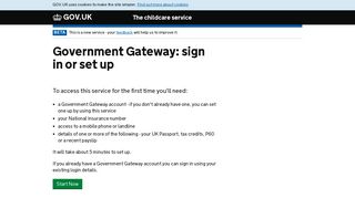 Government Gateway - Childcare service